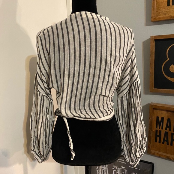 Altar'd State Wrap Stripe Embroidered Boho Blouse - Picture 4 of 7